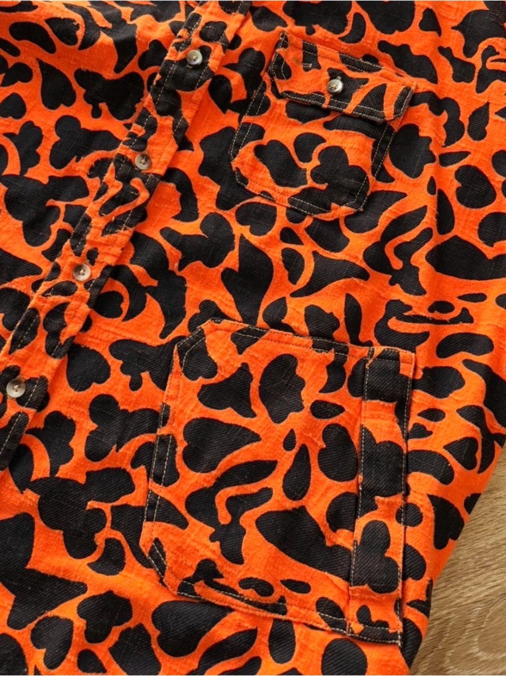BDG Orange and Black Camo Button-Front Shirt Jacket M - Picture 3 of 5